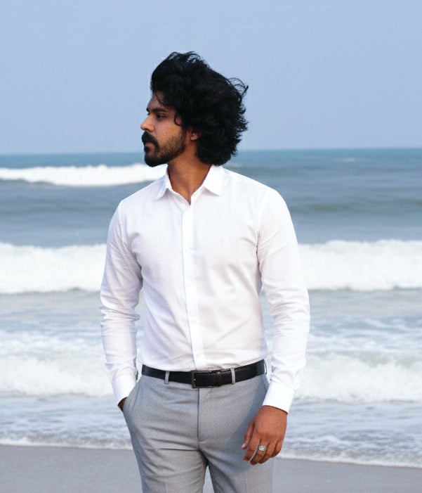 Men’s Full Sleeve White European Linen Shirt — 100% Pure Linen