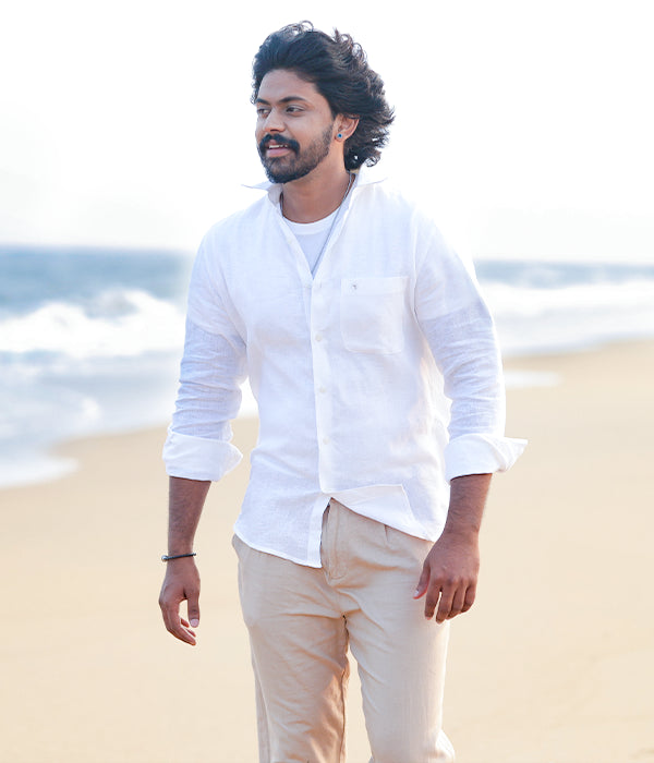 Buy Crisp Full Sleeve White Linen Shirt