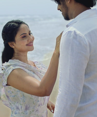 crisp natural linen half sleve shirt