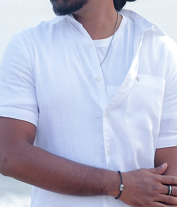 pure linen short-sleeve shirt 